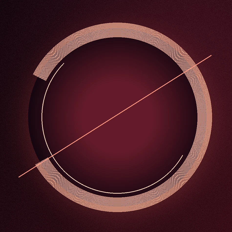 Original abstract red eclipse artwork representing Le monde à l'envers